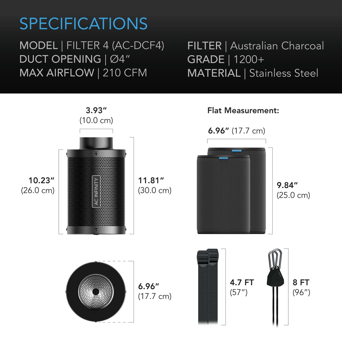 AC Infinity 4" Carbon Charcoal Filter
