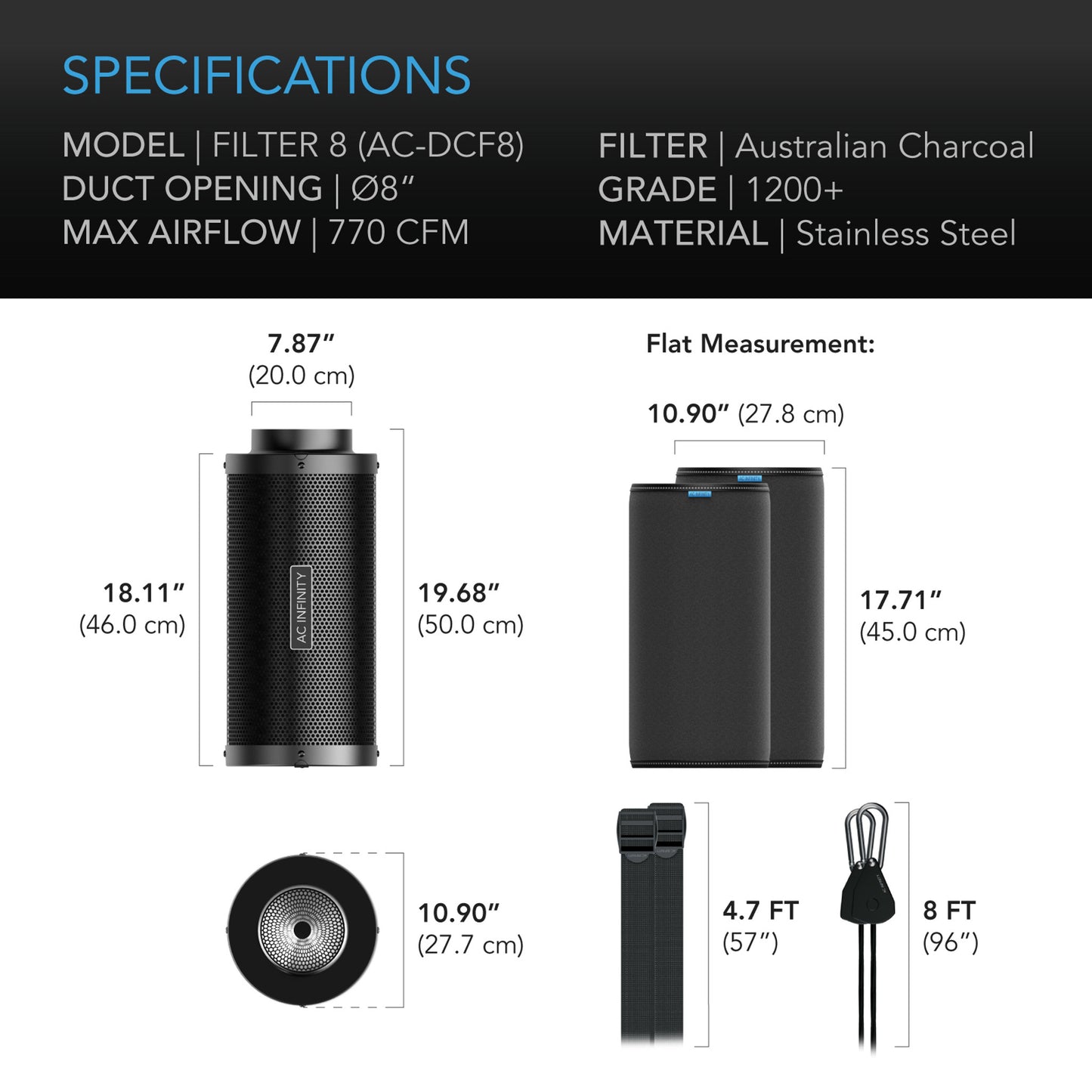 AC Infinity 8" Carbon Charcoal Filter