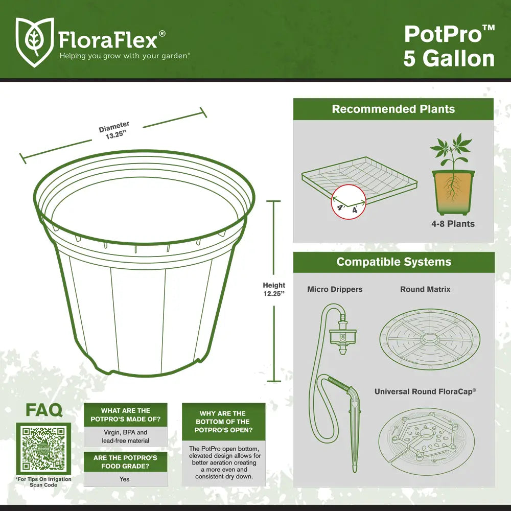 FloraFlex Pot Pro 5gal Premium Nursery Pot