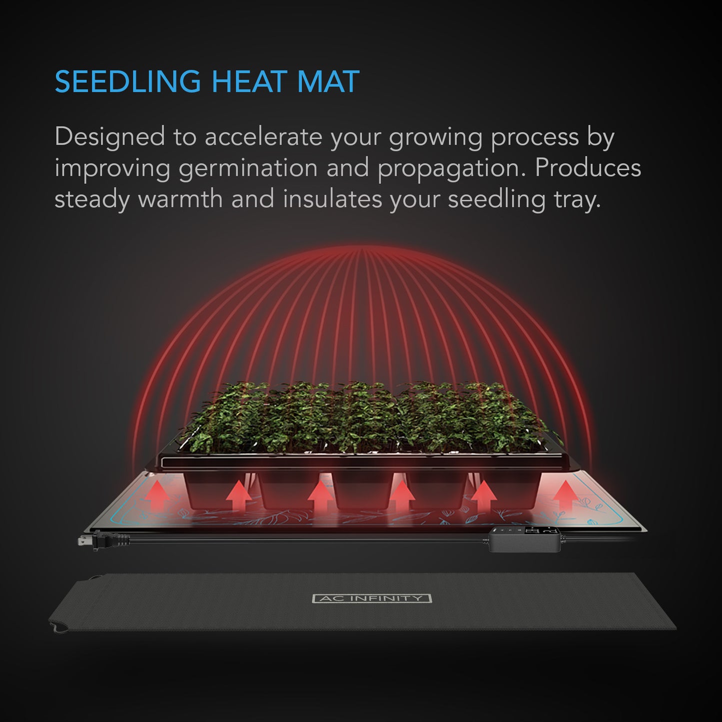 Heat Mat 10"x20.75" AC Infinity H3 - Waterproof w/ digital controller