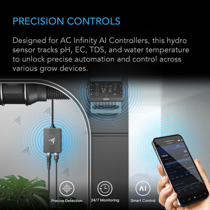 AC Infinity AI Hydro Sensor, for pH, EC, TDS and Water Temp Data Tracking