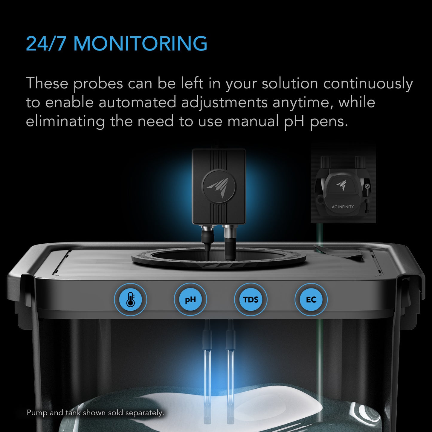 AC Infinity AI Hydro Sensor, for pH, EC, TDS and Water Temp Data Tracking
