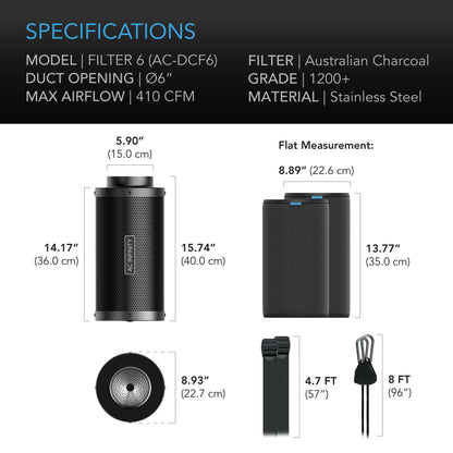 AC Infinity 6" Carbon Charcoal Filter