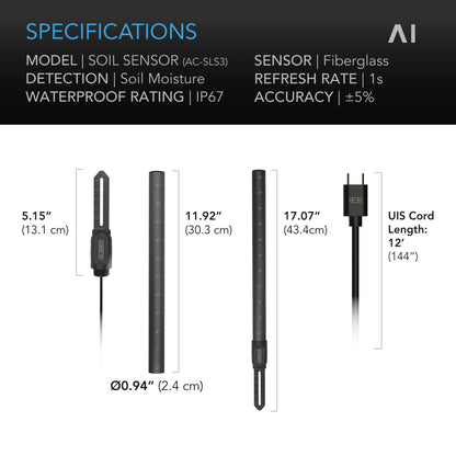 AC Infinity AI Soil Sensor, for Moisture and Saturation Level Monitoring