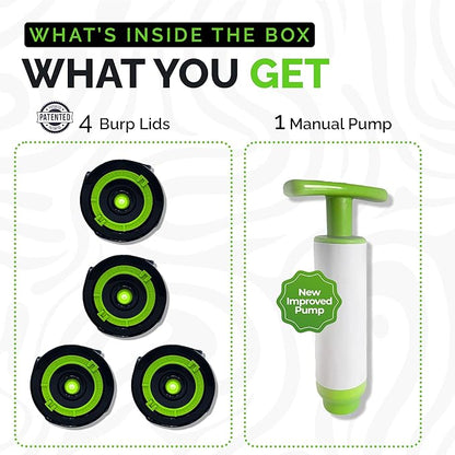 Burp Lids - Pump with 4x Lids