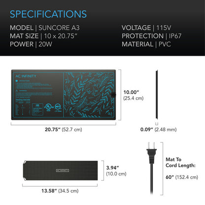 Heat Mat 10"x20.75" AC Infinity A3 - Waterproof