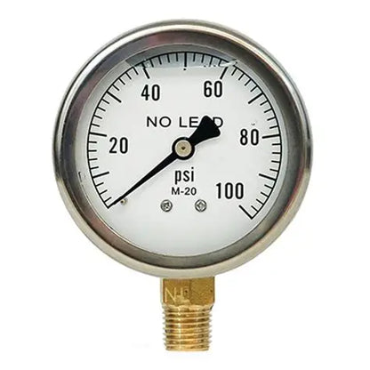 Standard 2.5" SS Pressure Gauge Liq Fill 0-100 psi
